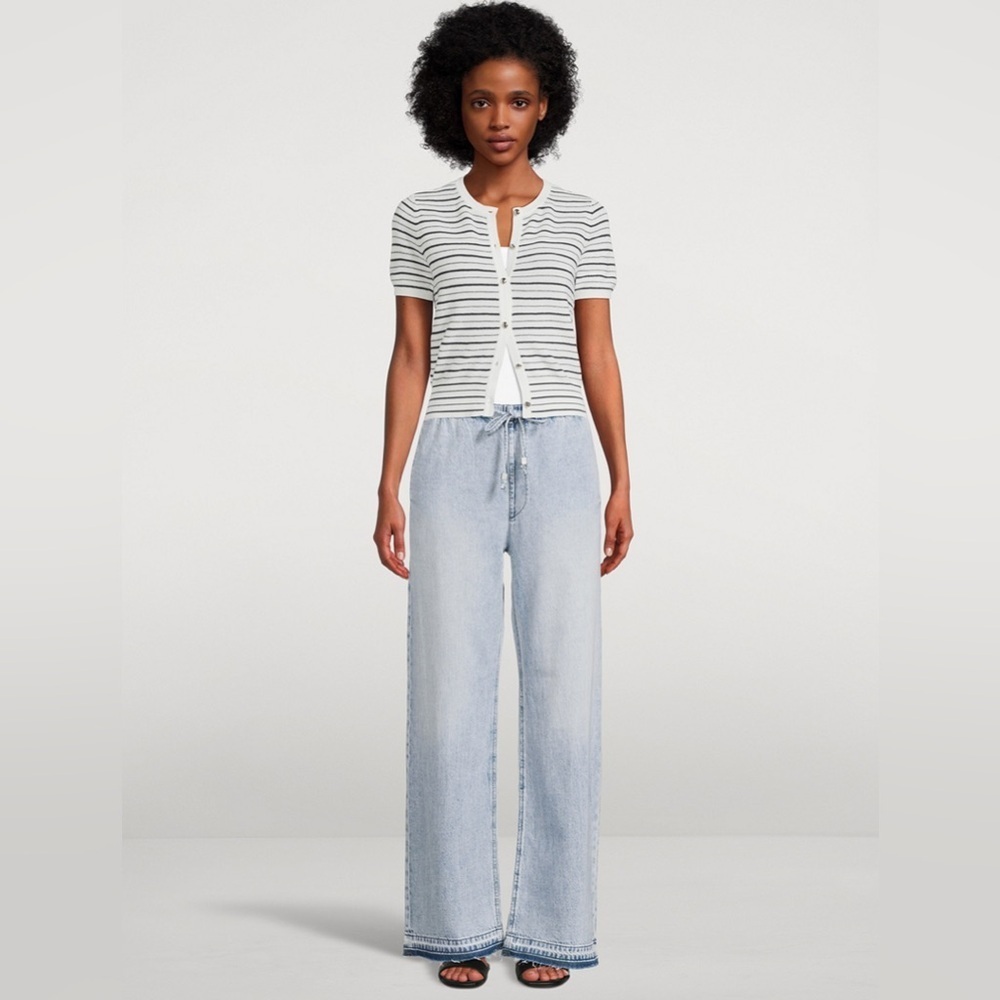 RAG & BONE NWT $355 Featherweight Logan Wide-Leg Beach Jeans Size L Drawstring